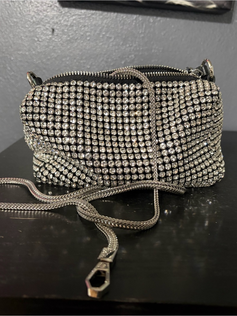 Sparkling Crystal-Embellished Black Bag - Picture 4 of 5